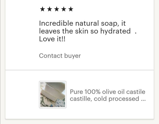 100% olive oil castile soap. Organic and bird friendly. Handmade Cold process solid bar. Unscented unfragranced soap. Sensitive skin bar.