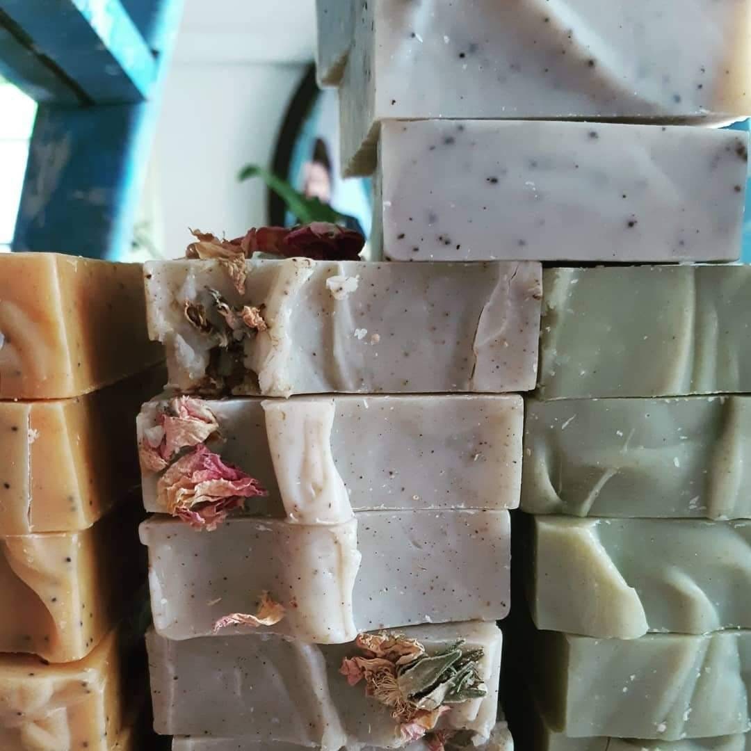Organic vegan handmade soap. Choose any four 120g bars. Palm oil and plastic free cold process soap. Natural shampoo. Zero Waste. Artisan