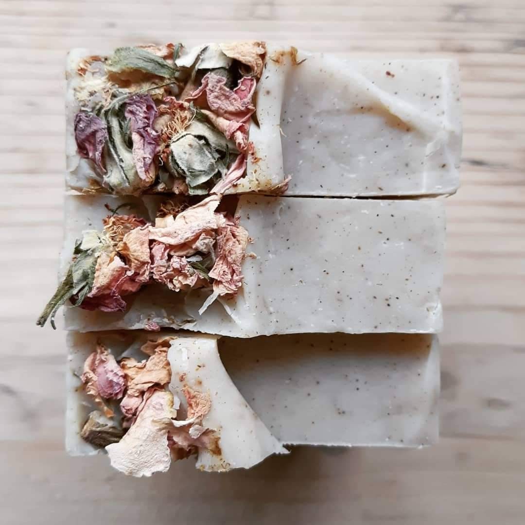 Frankincense, Patchouli and Geranium with sage and sweet rose. Handmade natural soap. Organic & vegan cold process solid bar. Zero Waste.