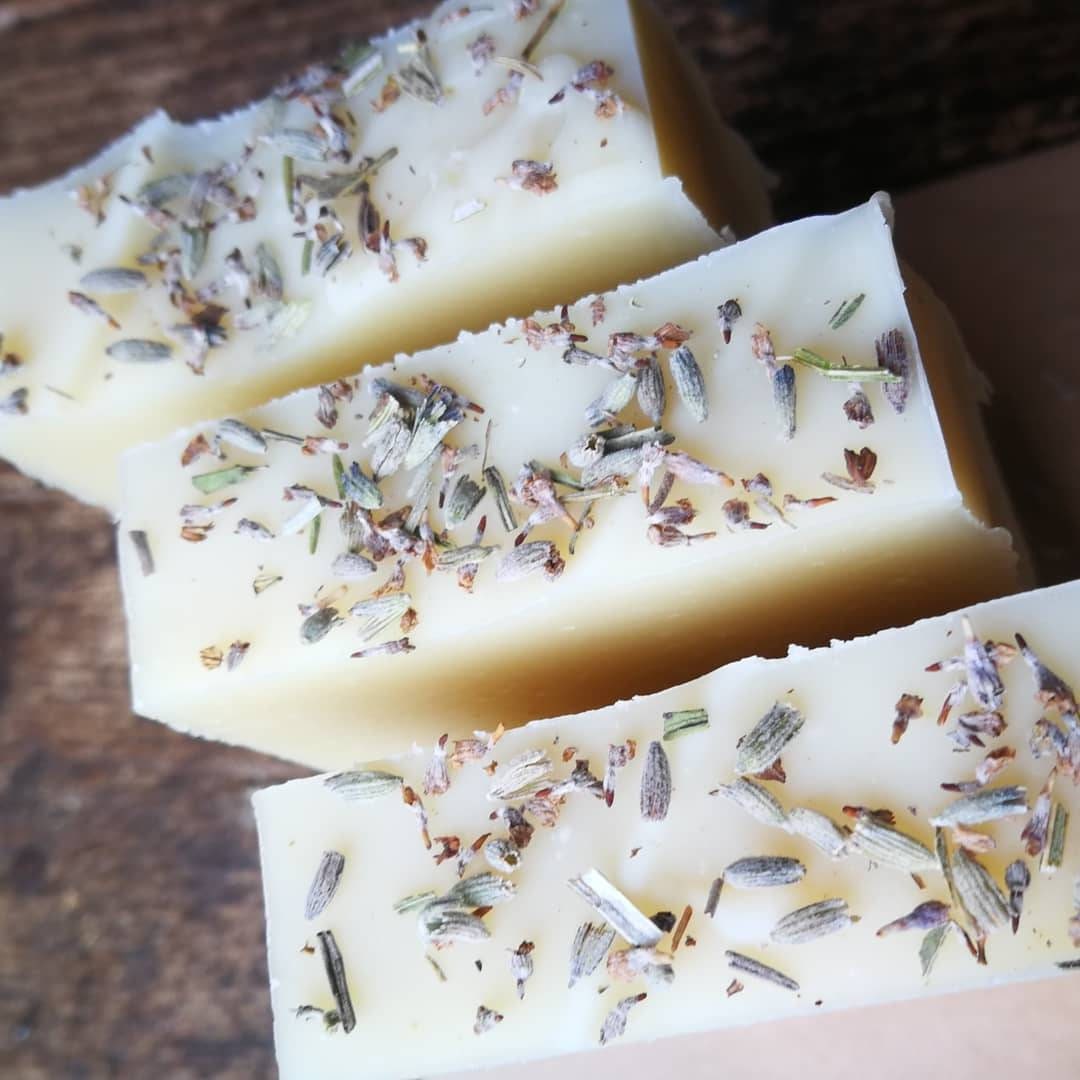 Lavender & Patchouli 60gram+ handmade solid soap / natural shampoo bar. Cold process. Organic, vegan, palm oil and plastic free. Zero Waste.