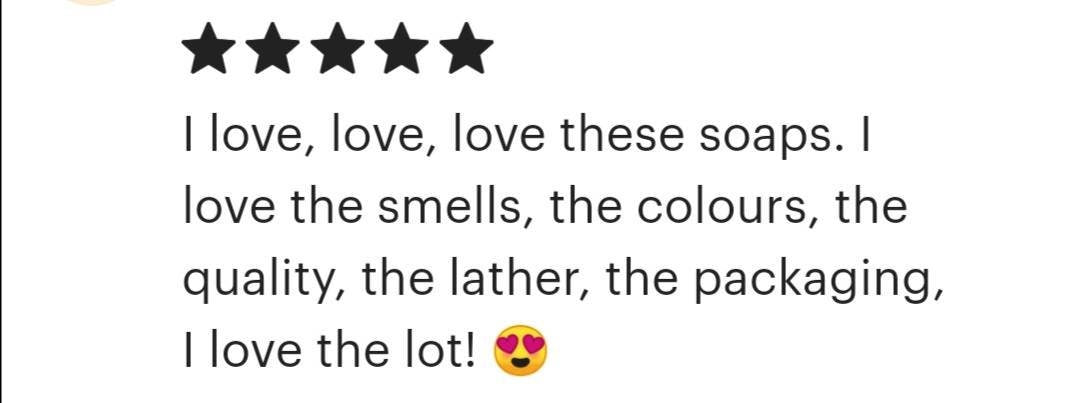 Mini soap sample gift set with card option. Handmade natural soap letterbox gift. Organic, vegan palm oil & plastic free cold process soap.